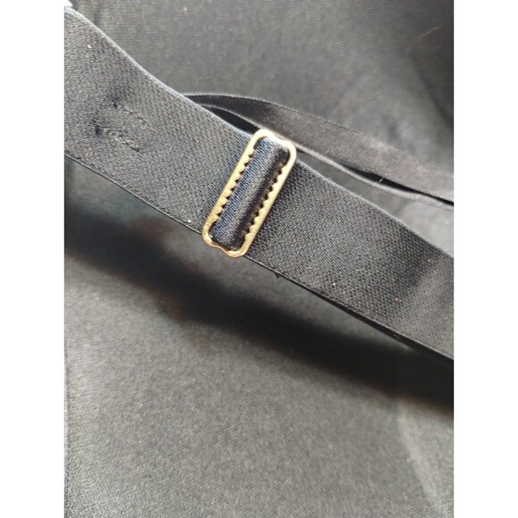 Cacique Bra 44F Racer Back Front Gold Bar Enclosure Black Floral Lace EUC - Picture 9 of 11